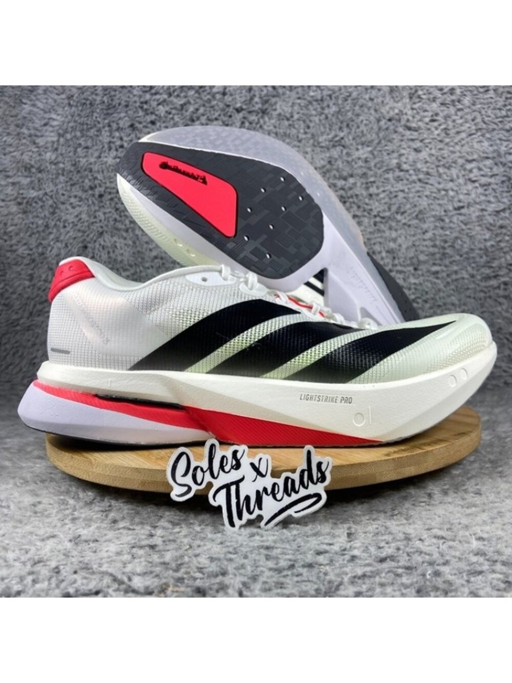 Adidas Adizero Boston 13 Men Sz 11.5 Running Cloud White Lucid Red Black JS4932